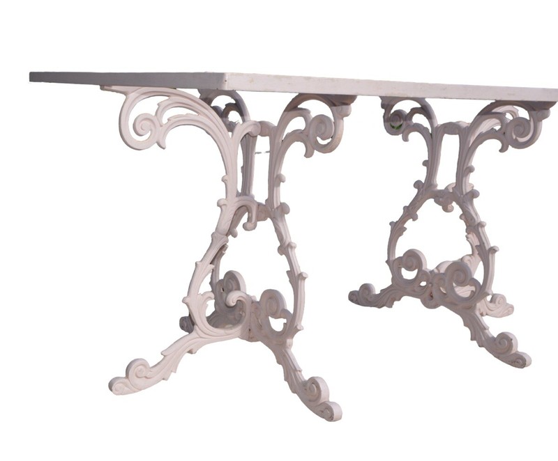 Vintage Heavy Wrought Iron Dining Table W/ Glass Top gallery