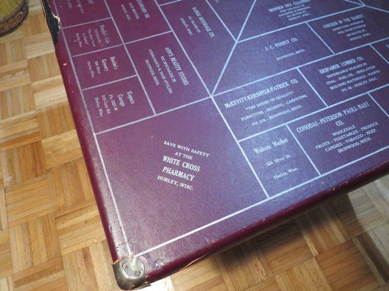 Vintage 1940's Advertising Wood Folding Game Card Table Hurley WI Ironwood MI gallery