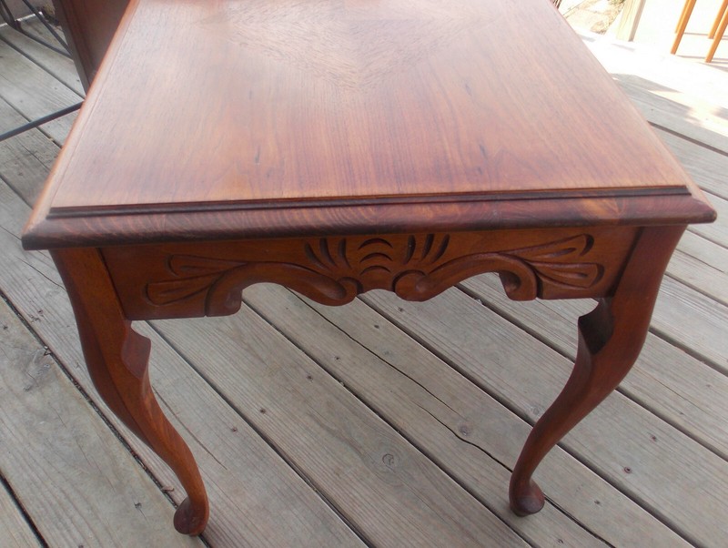 Carved Walnut Coffee Table with Glass Serving Tray (RP-CT-155) gallery