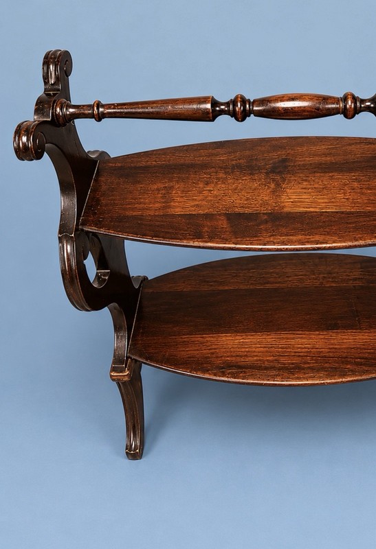 Antique Ribbon Mahogany Duncan Phyfe Style Lyre Accent Table Tea Scone Stand gallery