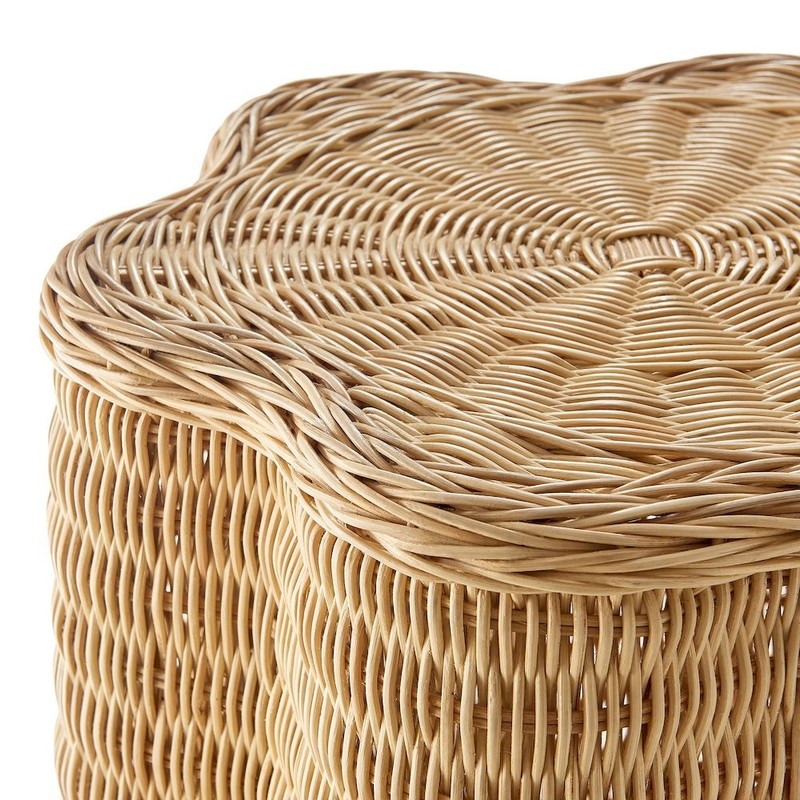 Erika Scalloped Natural Rattan Side Table gallery