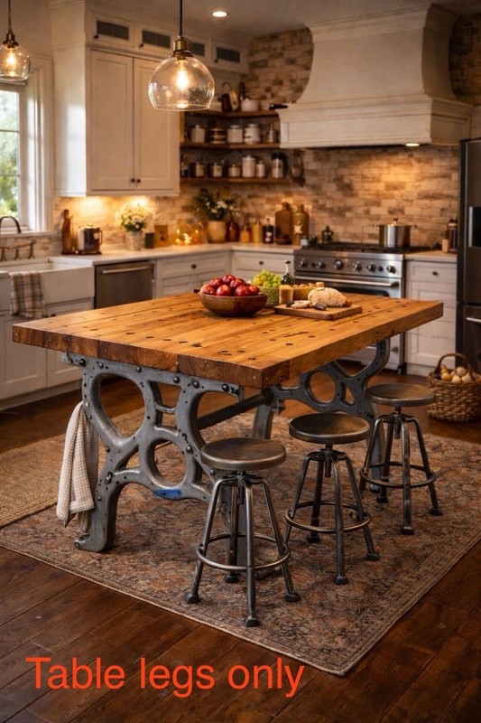 Heavy Industrial Cast Iron Machine Shop Table Legs & Base