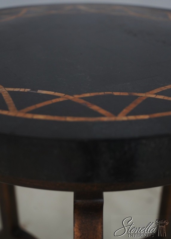 F72759: Tessellated Marble Stone Top Iron Base Side Table gallery
