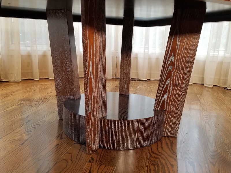 Contemporary Custom Art Deco Revival Table In Cerused Stained Rift-Sawn Oak gallery