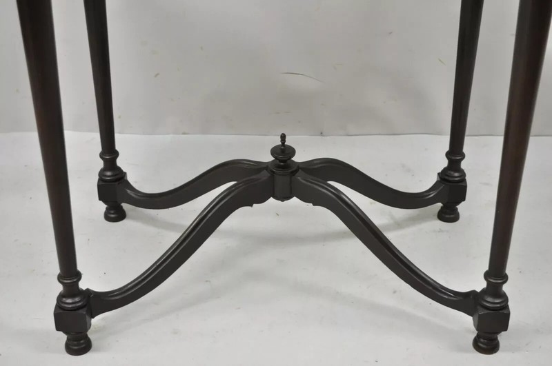 Antique Jacobean Renaissance Carved Mahogany Accent Side Table w/ Celluloid Top gallery