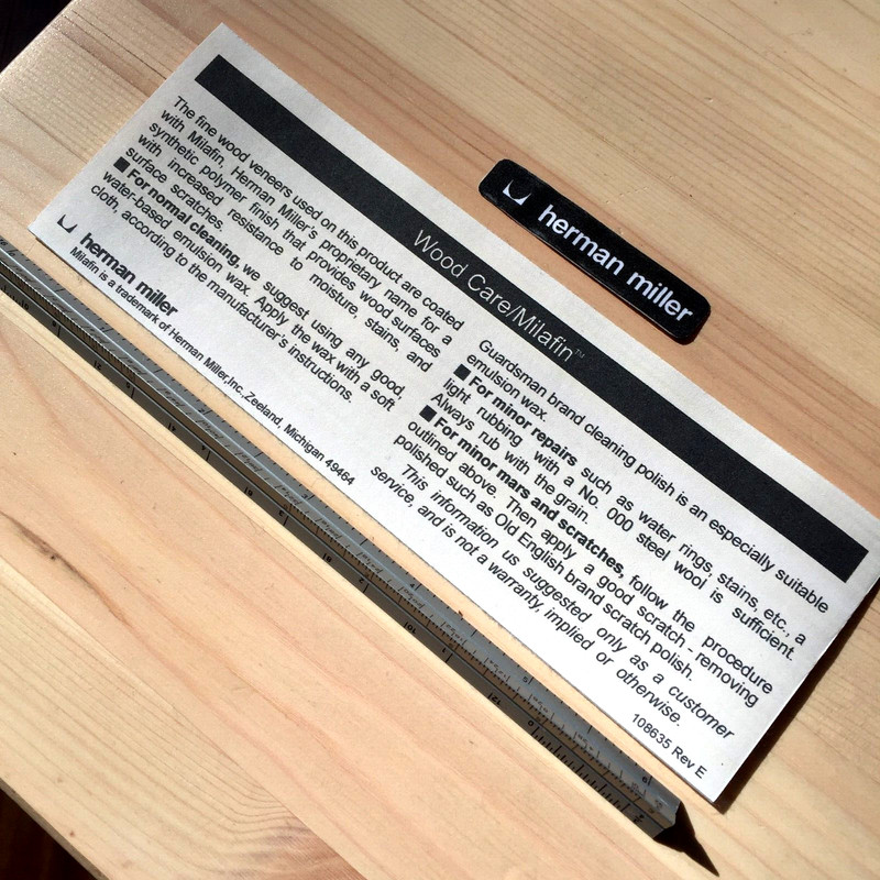 For Herman Miller WOOD TABLE CARE INTRUCTIONS PAPER LABEL DECAL gallery