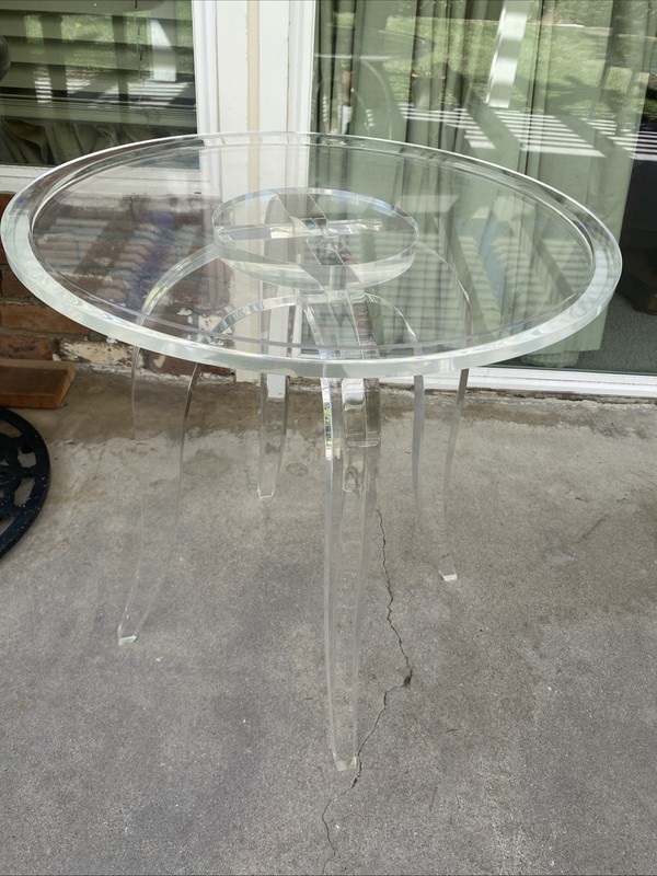 Vintage Lucite Acrylic Mid Century Sculptural Side Table 24” W By 25.5 Tall