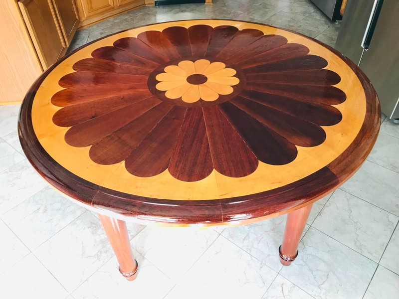 Round table is made in the Neo-Gothic style a 19th century 48" D x 29" H gallery