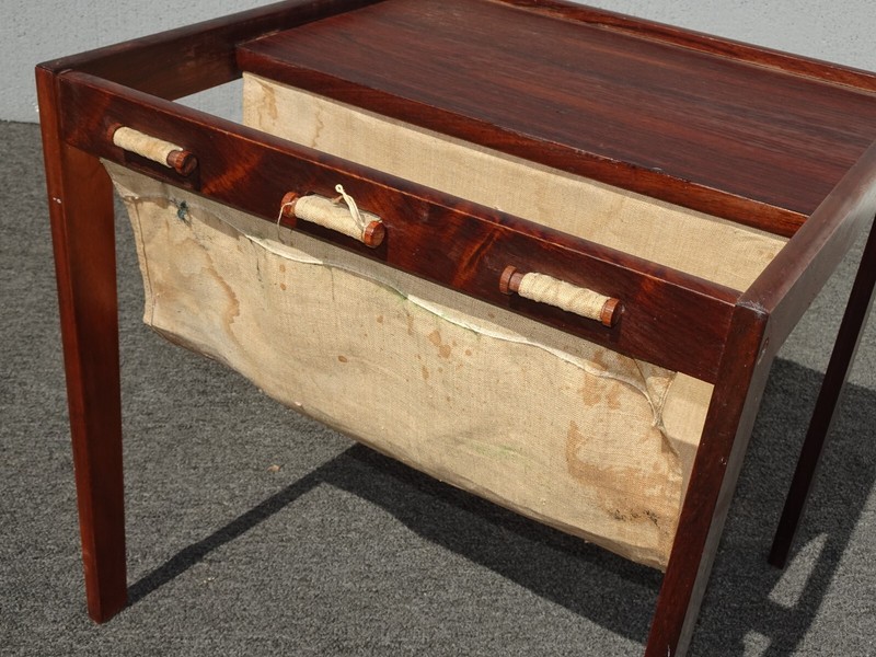 Vintage Mid Century Modern Magazine Side Table w Magazine Pouch Made in Denmark gallery