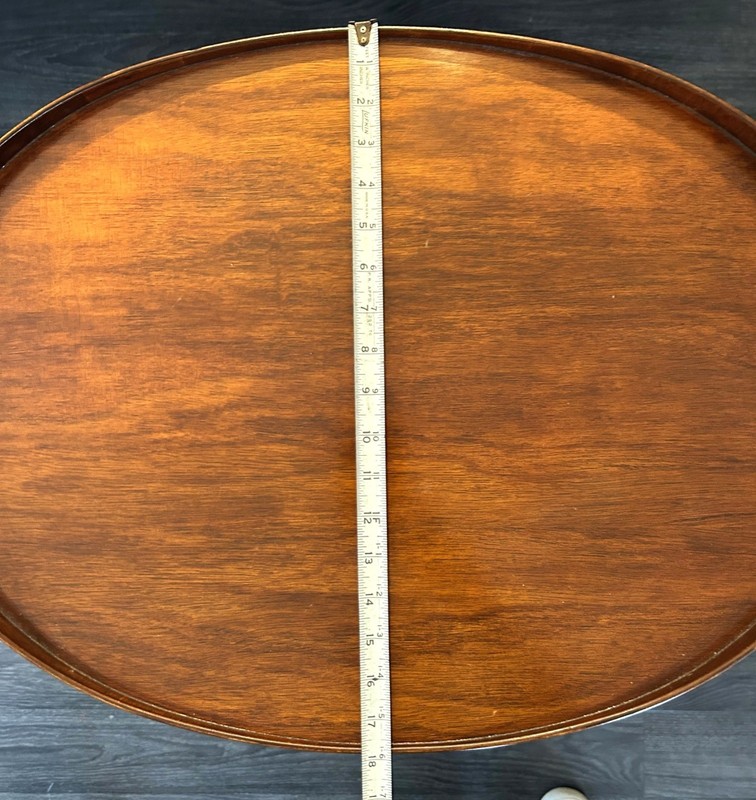 Antique - Mid-Century MERSMAN Lyre Harp Base Oval Side Table ~ Duncan Phyfe A1 gallery