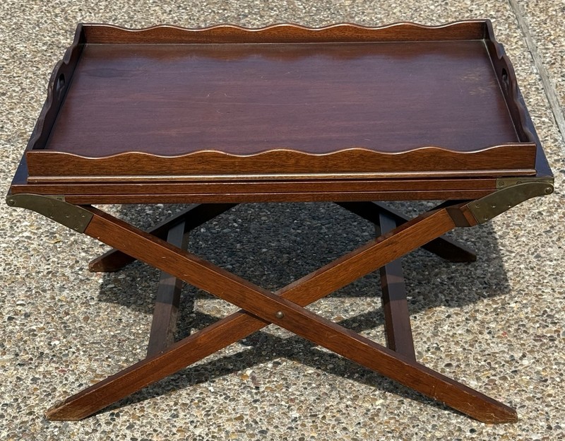 Vintage Baker Furniture – The Party Butler – Coffee Table Height Mahogany Brass
