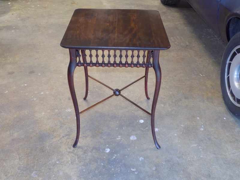 Antique Mahogany Spindle Side Table Duncan Phyfe Style Accent Table Refurbished gallery