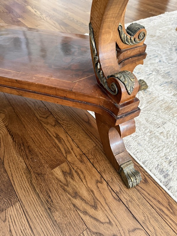19th Century French Louis XVI Style Brass claw feet Mounted Empire Style Table gallery