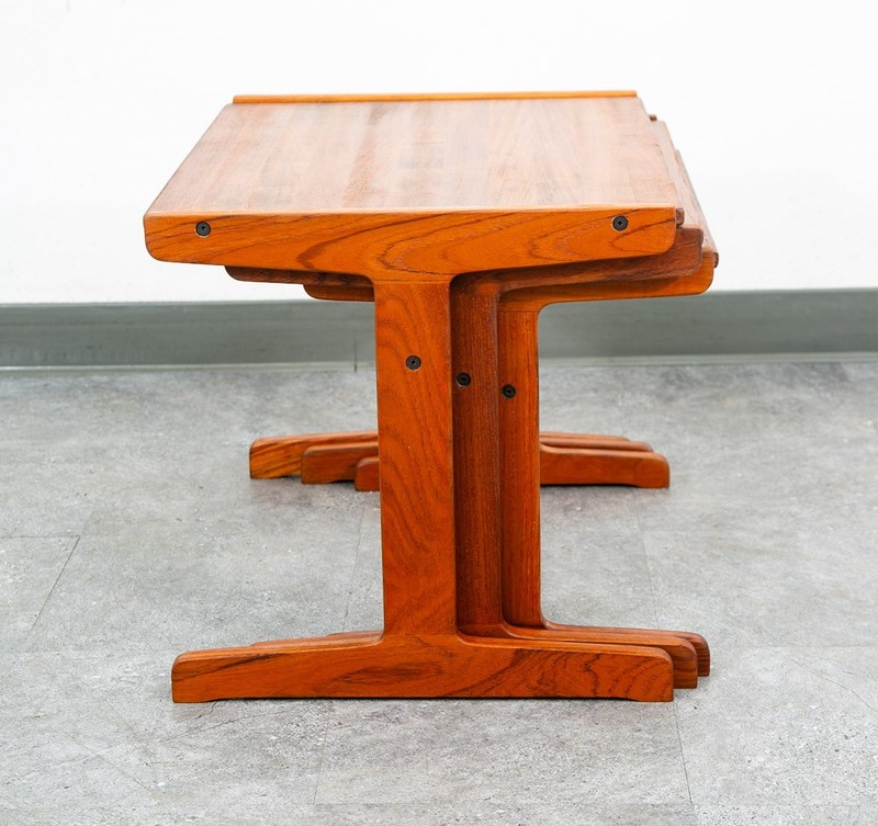Mid Century Danish Modern Nesting Tables Solid Teak Set 3 Denmark Sled Mcm Wood gallery