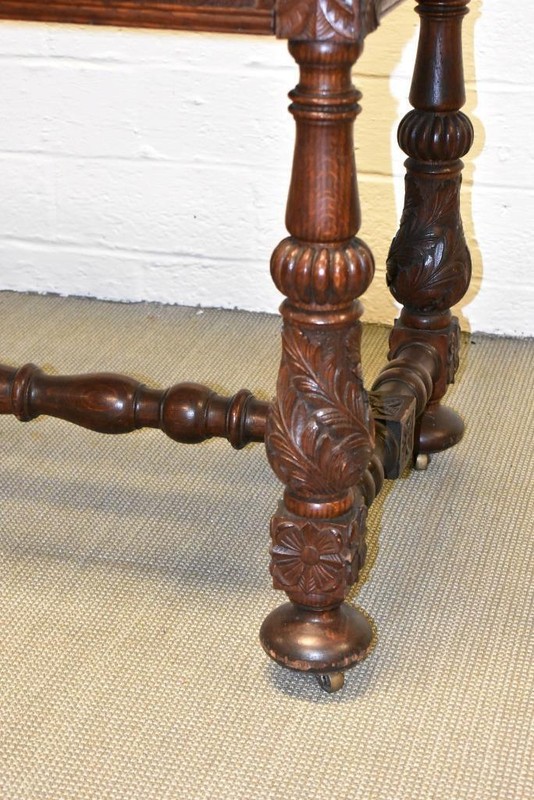 Antique Horner Carved Oak Library Table gallery