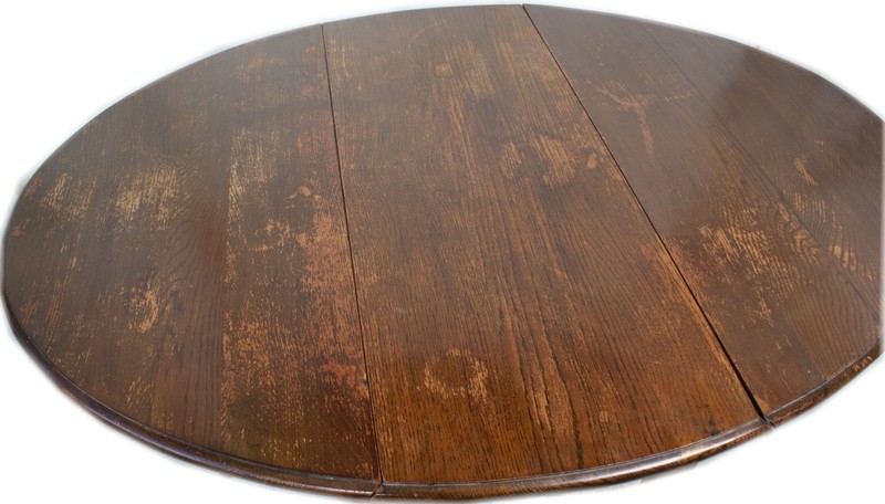 Solid British Tiger Oak Shabby Antique Drop Leaf Gate Leg Table England gallery