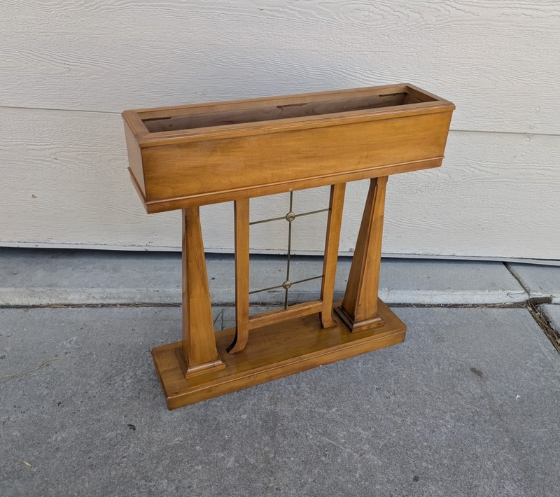 Vintage Mid Century Modern Maple Wood Plant Stand Console Table Trough Box F34