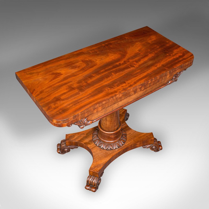 Antique Fold Over Parlour Card Table, English, Games, Side, William IV, C.1835 gallery