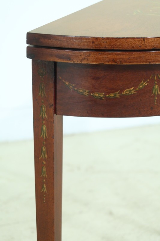 50536EC: English Adam Style Paint Decorated Flip Top Hall Card Table gallery