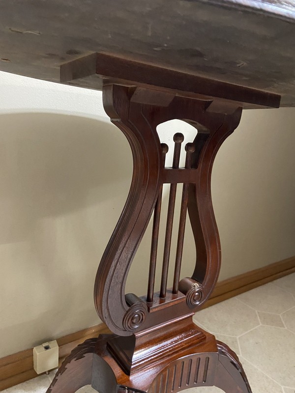 Vintage / Mid-Century MERSMAN Lyre Harp Base Oval Side Table gallery