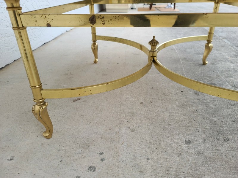 MCM Italian Travertine Marble & Brass Cocktail Coffee Table gallery
