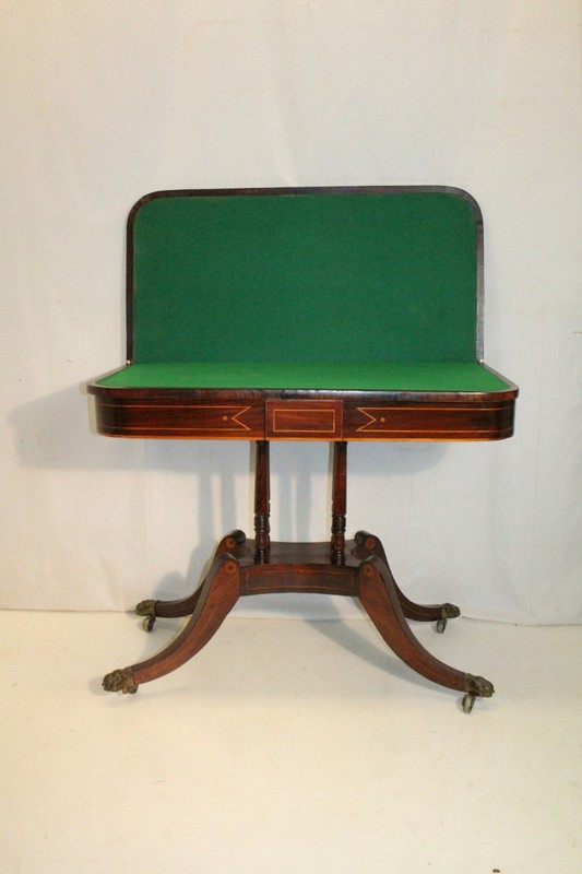 Antique 19th century Regency Satinwood & Rosewood Game Table very rare piece !! gallery