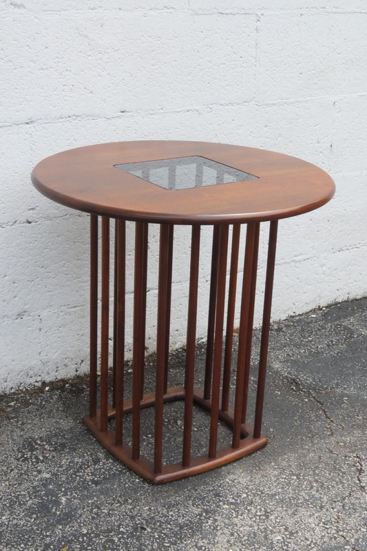Mid Century Danish Round Glass Top Side End Lamp Table 5522