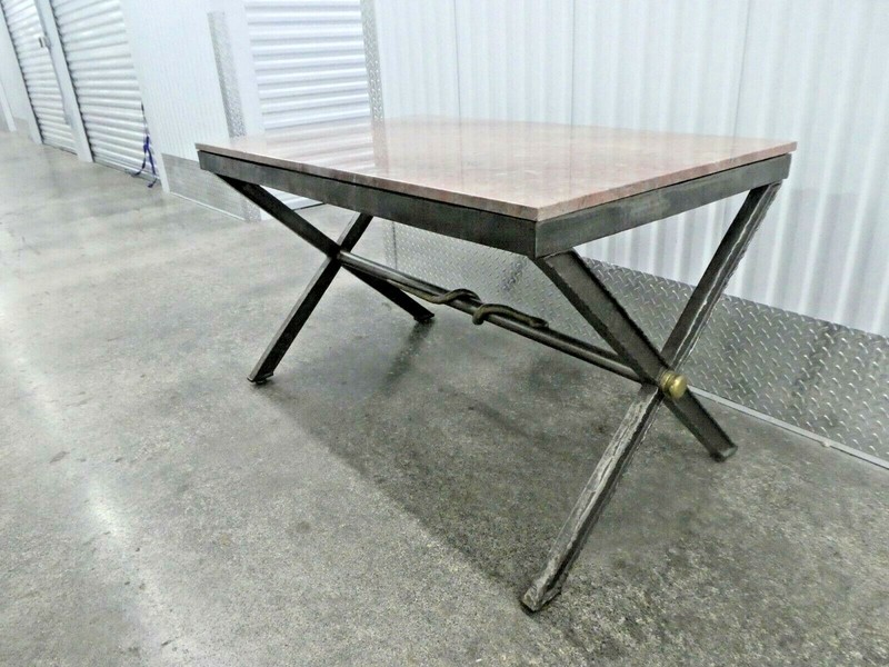 GORGEOUS NEOCLASSICAL IRON AND MARBLE RECTANGULAR CENTER TABLE W SNAKE gallery