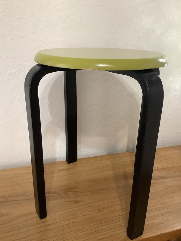 Vintage Mid Century / Post Modern Bentwood Stacking Stool— Green + Black Lacquer gallery