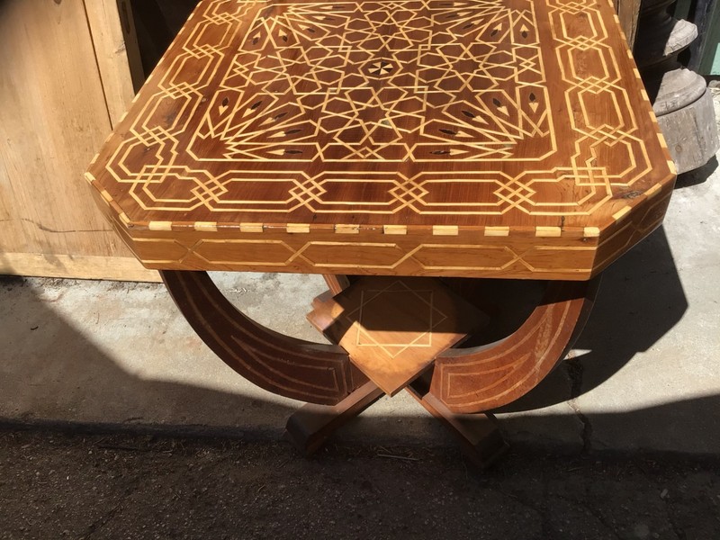 Unique Moorish Style Cedar side table with Intricate Inlay gallery