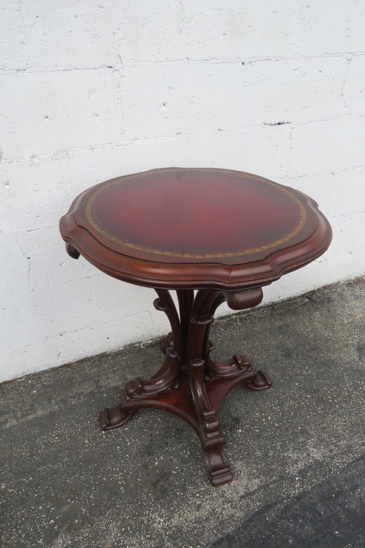 Mahogany Cherry Leather Top Side End Table 5956 gallery