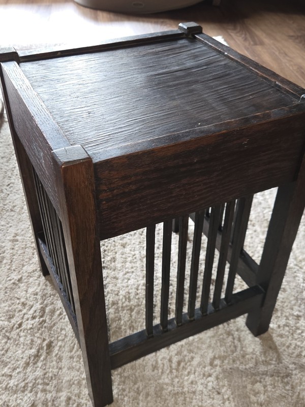 Antique Arts & Crafts / Mission Oak Stand, Side Table, plant, lamp Vtg original gallery
