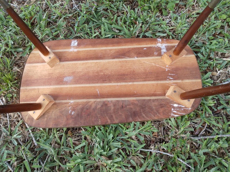 Mid Century Modern Mixed Wood Irregular Small Side Table Striped gallery