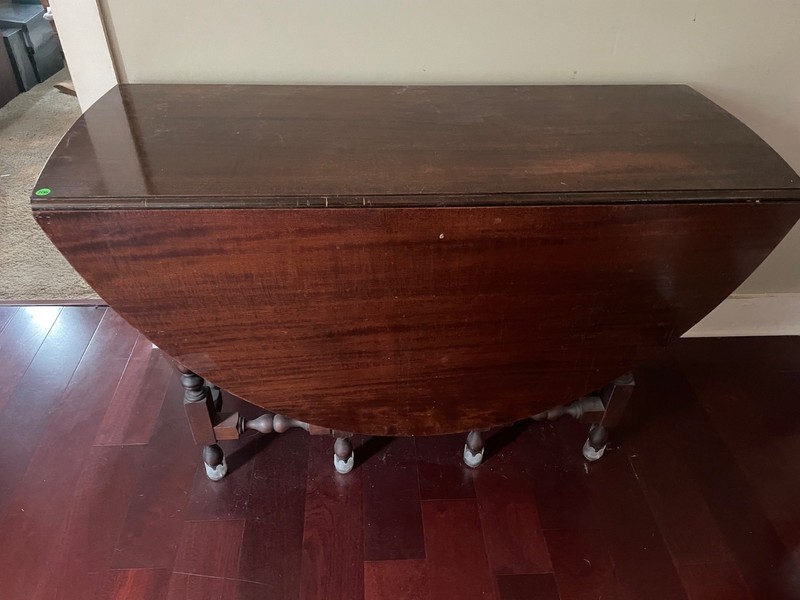 Antique English Drop Leaf Sofa Kitchen Table BARLEY TWIST Tiger Oak Gate Leg