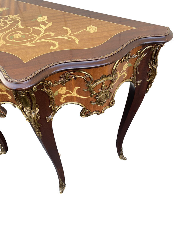 66142 Louis XV inlaid Console Table w/ Bronze ormalu gallery