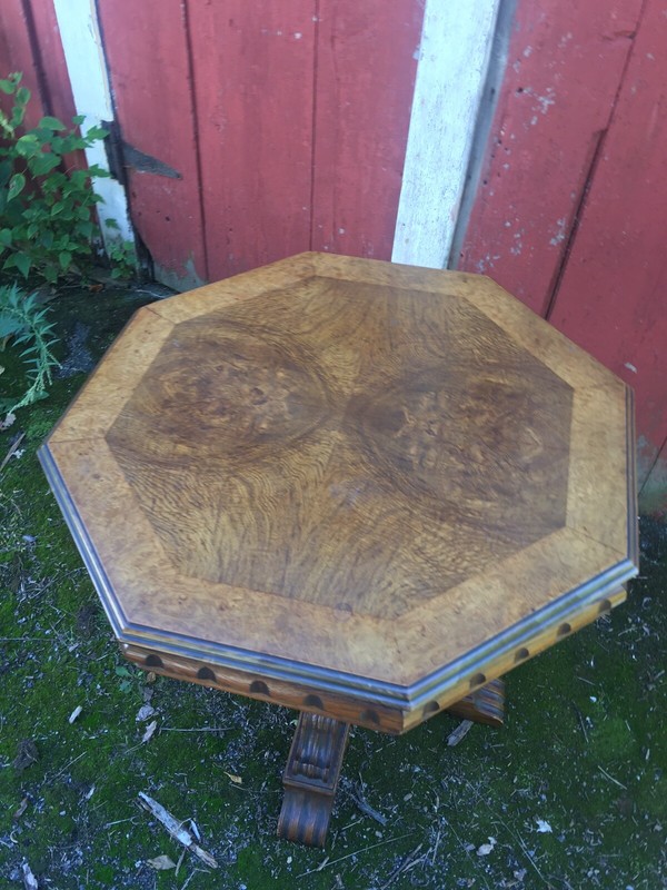 Rare Old 1930’s Grand Rapids Jacobean Oak Octagonal Table Depression Ship Ok gallery