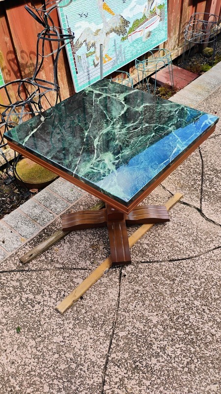 Antique Italian Marble Side Table 23 5/8 Sq. By 21 1/2 tall 3/4 thick. gallery