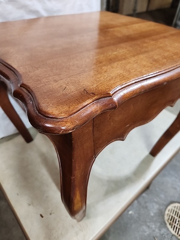 ANTIQUE FRENCH PROVENCIAL CARVED SIDE/END TABLE OLD CURVED LEGS VTG SOLID WOOD gallery