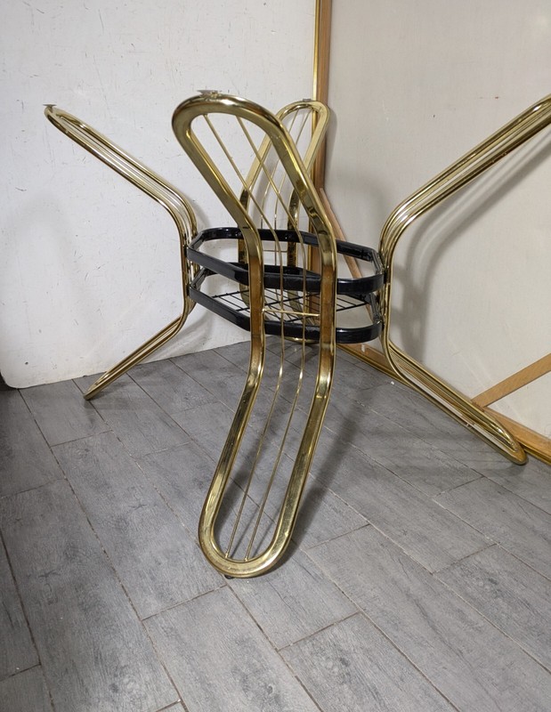 Vintage Mid Century Postmodern Modernist Gold & Black Metal Dining Table BASE gallery