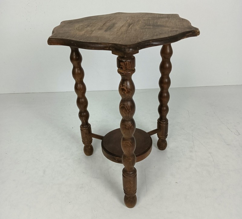 Jacobean Bobbin Legs Wood Side Occasional Table Pedestal Plant Stand Two Tier Ba gallery
