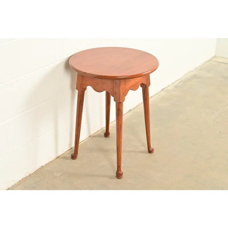 Ethan Allen Style Queen Anne Solid Walnut Tea Table or Occasional Side Table gallery