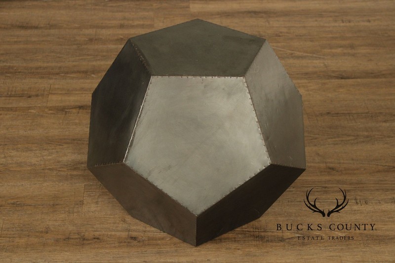 Restoration Hardware Industrial Style Zinc Polyhedron Side Tables Pair gallery