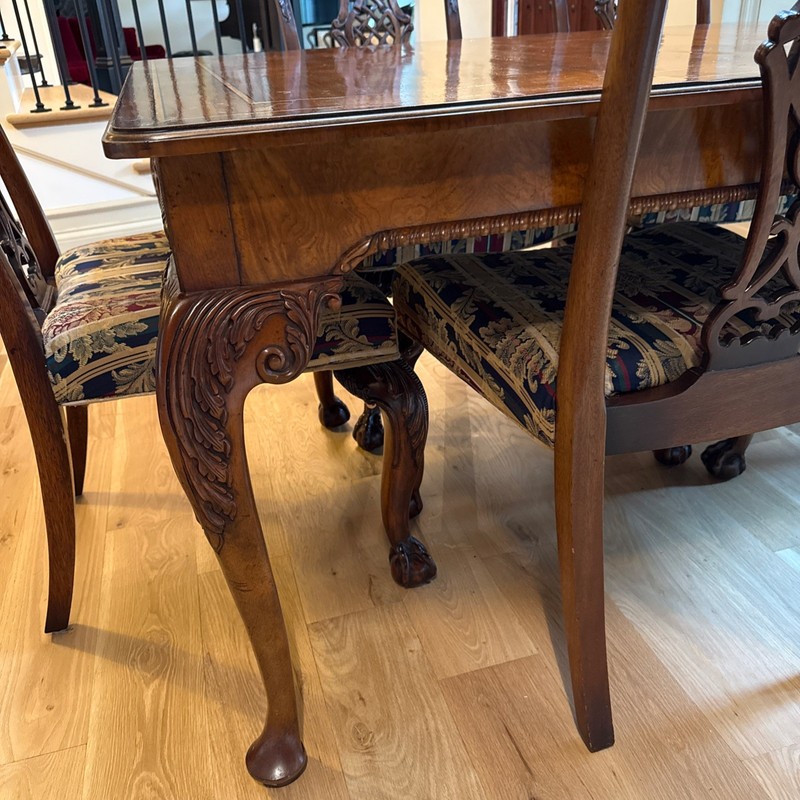 Baker Furniture Stately Homes Chippendale Burled Walnut Extension Dining Table gallery