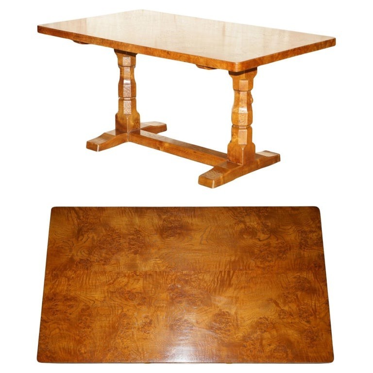 SUPER RARE CIRCA 1960’S ROBERT MOUSEMAN THOMPSON BURR & BURL OAK DINING TABLE