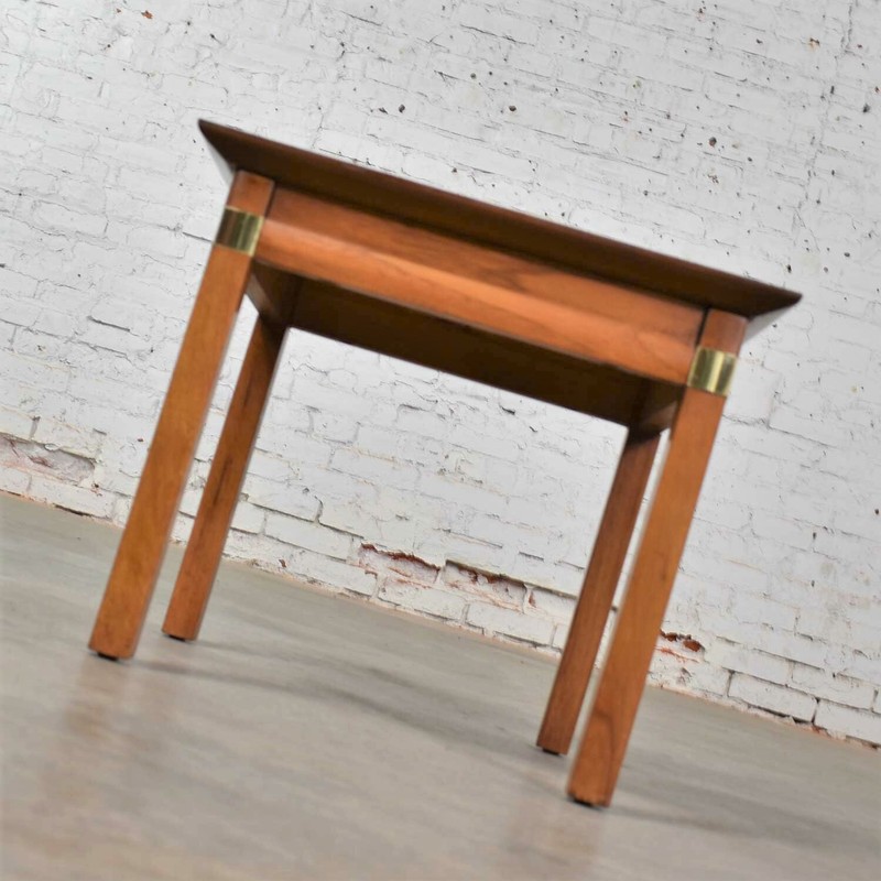Campaign Style Square Side Table White Laminate Top by Hickory Furniture Mfg. gallery