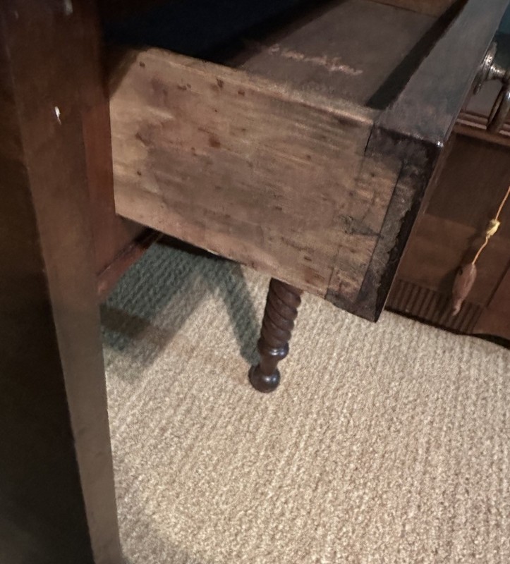 Antique 19th c English Pembroke Mahogany Drop Leaf Table w Rope Carved Legs gallery