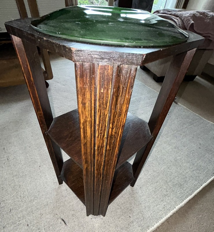 Heals Style Art Deco Octagonal Oak 3 Tiered Side/Smokers Table Circa 1930s gallery