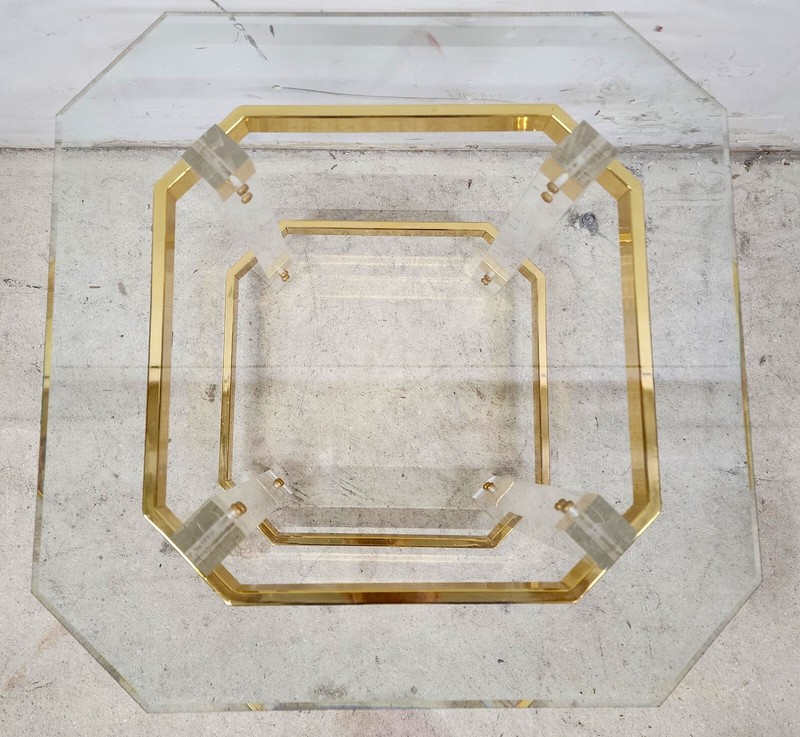 Lucite Side Coffee Table CHARLES HOLLIS JONES Style 24 Karat Gold Plated Petite gallery