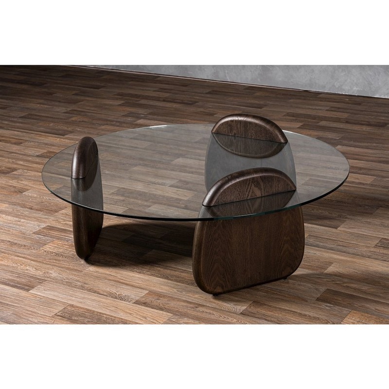 Modrest Buxton - Mid-Century Modern Glass + Dark Walnut Coffee Table gallery