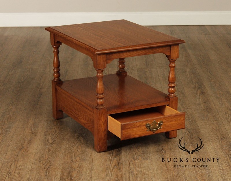 Pennsylvania House Solid Oak Two Tier End Table With Drawer gallery